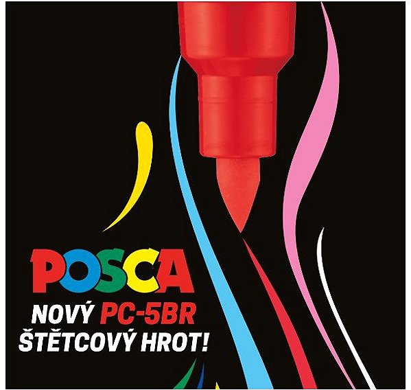Markers UNI Posca PC-5BR, 1 - 4 mm, basic colours - set of 8 .