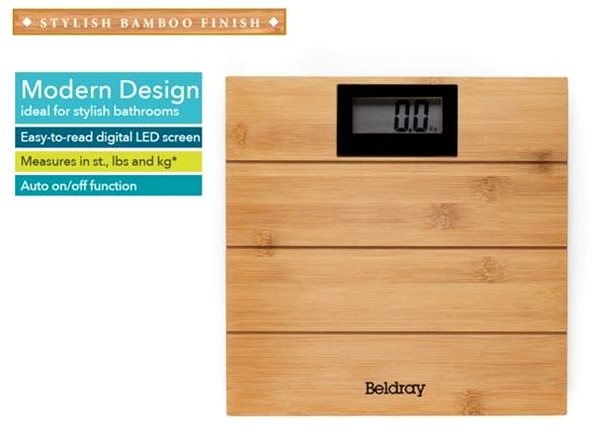 Bathroom Scale BELDRAY BAMBOO Features/technology