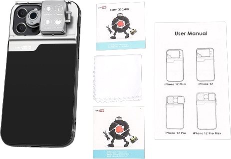 Handyhülle USKEYVISION iPhone 12 Pro mit CPL, Makro-, Fishey- und Tele-Objektive ...