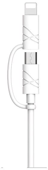 Datenkabel USAMS US-SJ077 2 in 1 Data Cable Lightning + microUSB white Anschlussmöglichkeiten (Ports)