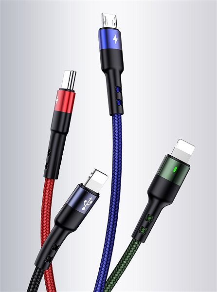 Datenkabel USAMS US-SJ410 U26 4in1 Charging & Data Cable 3m black Anschlussmöglichkeiten (Ports)