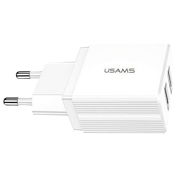 AC Adapter USAMS US-CC090 T24 Dual USB Travel Charger 10.5W White Screen