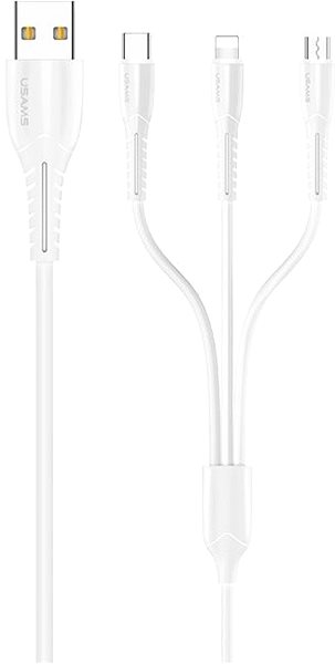 Hálózati adapter USAMS T20 kettős USB körtöltő + U35 3in1 mikro + USB-C + Lightning Cable White Jellemzők/technológia