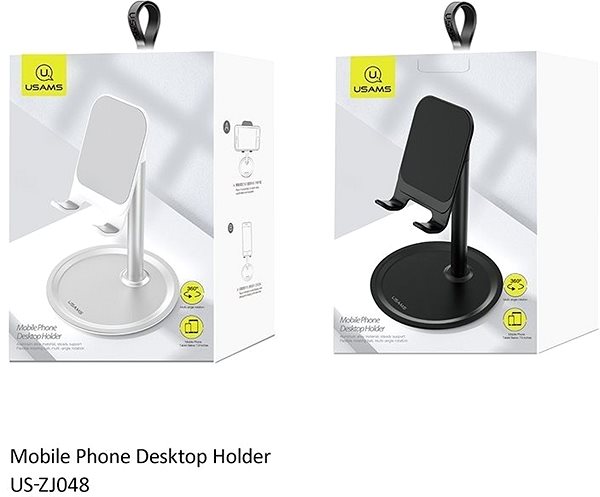 Phone Holder USAMS US-ZJ048 Mobile Phone Desktop Holder, Black Packaging/box