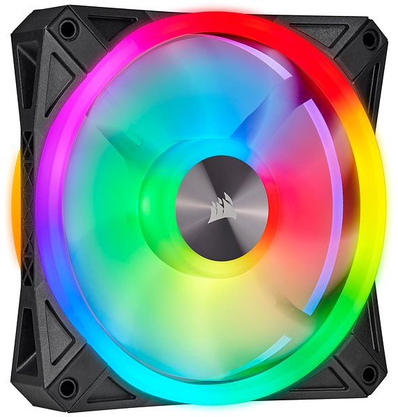 PC Fan Corsair iCUE QL120 RGB 120mm PWM Triple Fan + Lighting Node CORE Lateral view