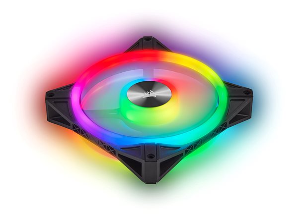 PC Fan Corsair iCUE QL120 RGB 120mm PWM Triple Fan + Lighting Node CORE Lateral view