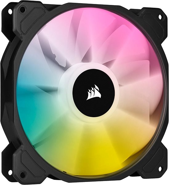PC Fan Corsair iCUE SP140 RGB ELITE Dual Pack Black + Lightning Node Core Lateral view