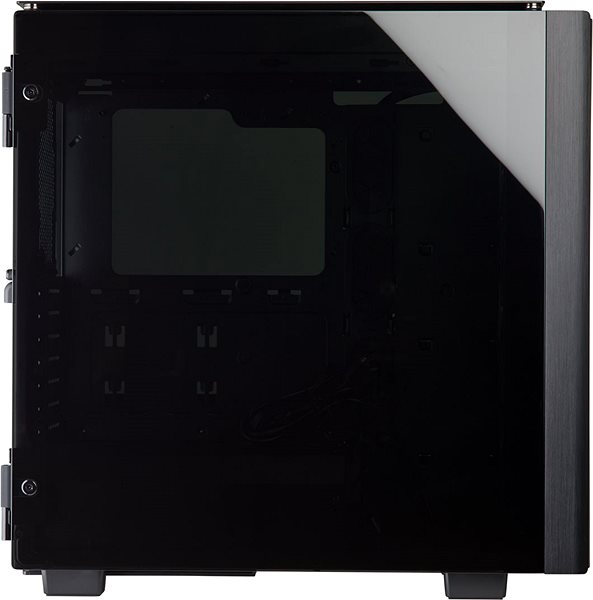 PC skrinka Corsair 500D RGB SE Obsidian Series čierna s priehľadnou bočnicou Bočný pohľad