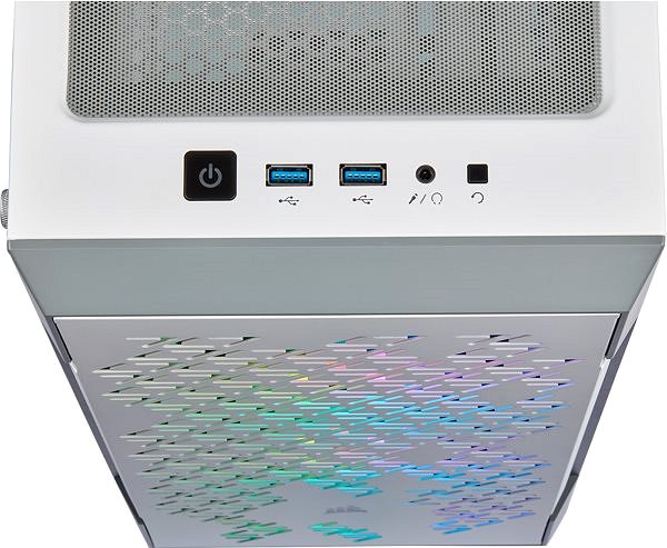 Számítógépház Corsair iCUE 220T RGB Tempered Glass fehér színű Csatlakozási lehetőségek (portok)