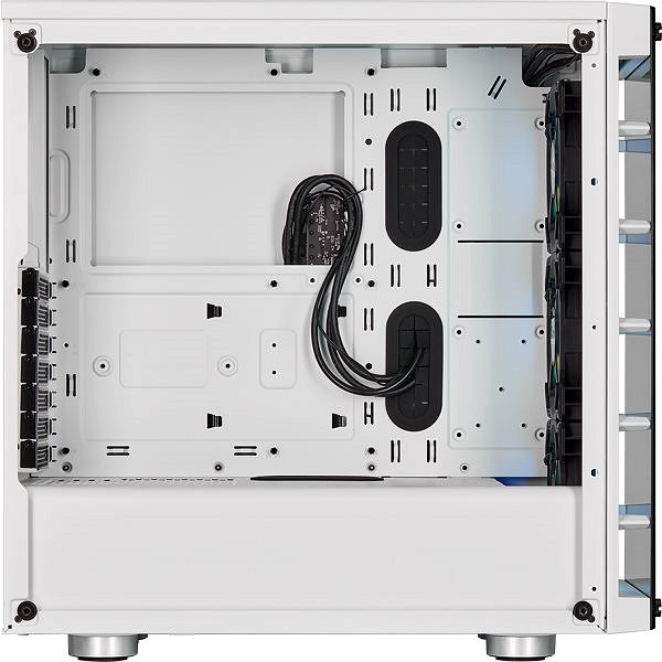 PC skrinka Corsair iCUE 465X RGB Tempered Glass biela Bočný pohľad