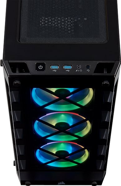 Számítógépház Corsair iCUE 465X RGB Tempered Glass fekete színű Csatlakozási lehetőségek (portok)