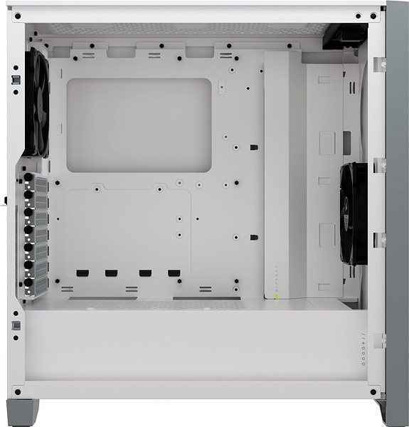 Számítógépház Corsair 4000D Tempered Glass White Oldalnézet