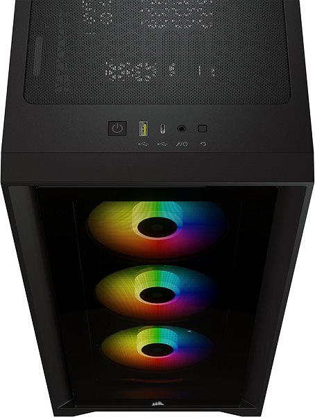 Számítógépház Corsair iCUE 4000X RGB Tempered Glass Black Csatlakozási lehetőségek (portok)