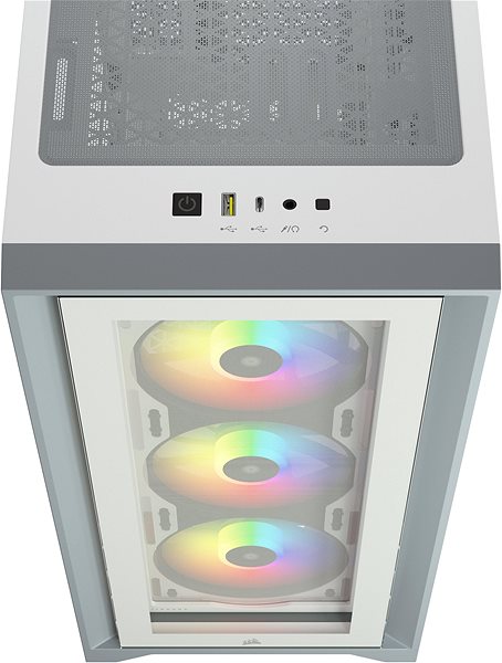 Számítógépház Corsair iCUE 4000X RGB Tempered Glass White Csatlakozási lehetőségek (portok)