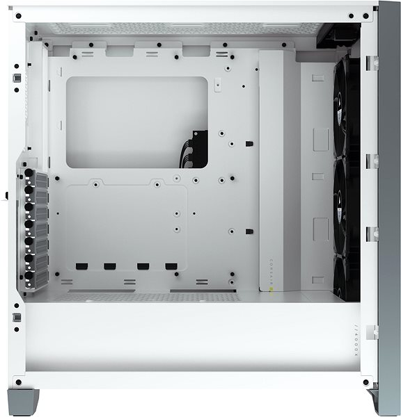 PC skrinka Corsair iCUE 4000X RGB Tempered Glass White Bočný pohľad
