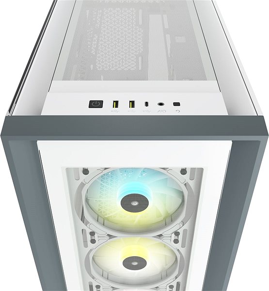 PC-Gehäuse Corsair iCUE 5000X RGB Tempered Glass White Weiss Anschlussmöglichkeiten (Ports)