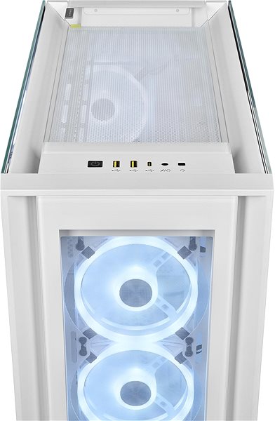Számítógépház Corsair iCUE 5000X RGB QL Edition Tempered Glass White Csatlakozási lehetőségek (portok)