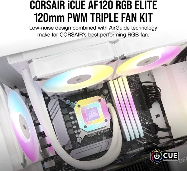 PC ventilátor Corsair iCUE AF120 RGB ELITE Triple Pack White + Lightning Node Core White ...