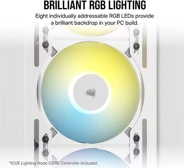 PC ventilátor Corsair iCUE AF120 RGB ELITE Triple Pack White + Lightning Node Core White ...