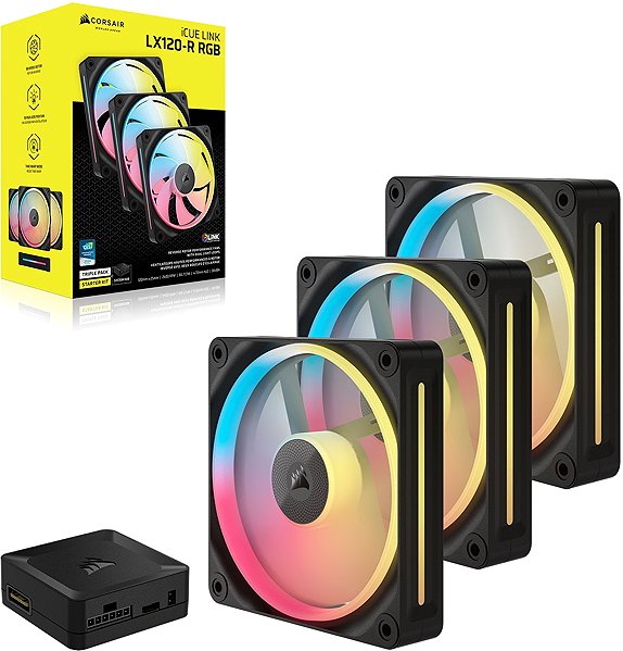 PC Fan Corsair iCUE LINK LX120-R RGB Black Triple Fan Kit ...