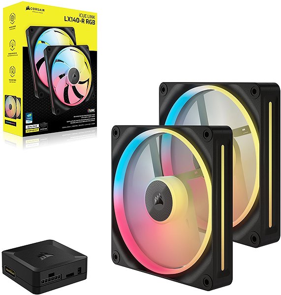 PC Fan Corsair iCUE LINK LX140-R RGB Black Dual Fan Kit ...