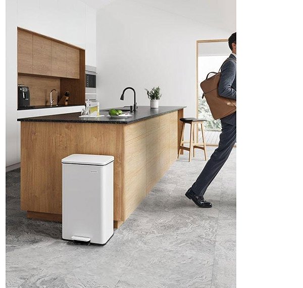 Rubbish Bin Songmics Waste bin 40 L, white ...