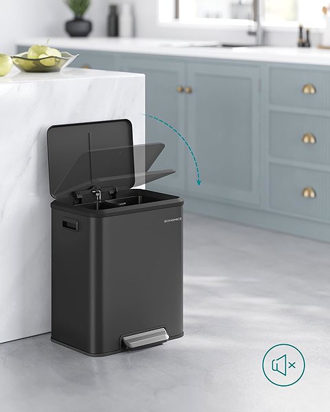 Rubbish Bin Songmics Waste bin for separated waste 2 × 15 l, black ...