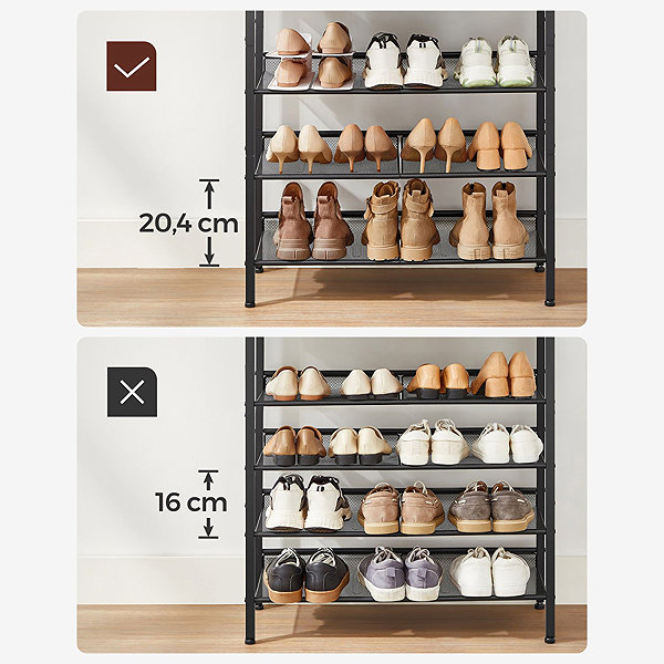 Shoe Rack Vasagle Industrial metal shoe rack, 4 shelves, 75 × 28 × 93 cm ...