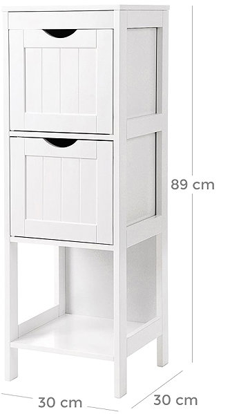 Shelving Unit VASAGLE Bathroom shelf with storage boxes, white, 3 tiers 30 × 89 × 30 cm ...