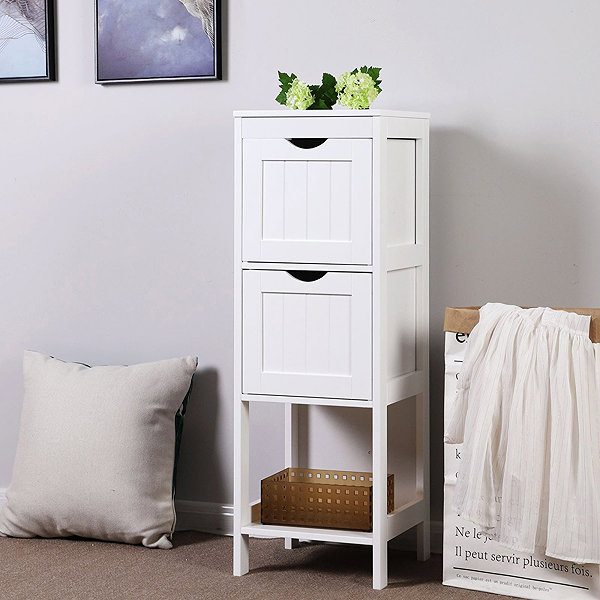 Shelving Unit VASAGLE Bathroom shelf with storage boxes, white, 3 tiers 30 × 89 × 30 cm ...
