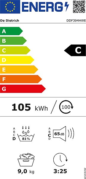 Clothes Dryer DE DIETRICH DDF394HWE Energy label