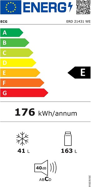 Hűtőszekrény ECG ERD 21431 WE Energia címke