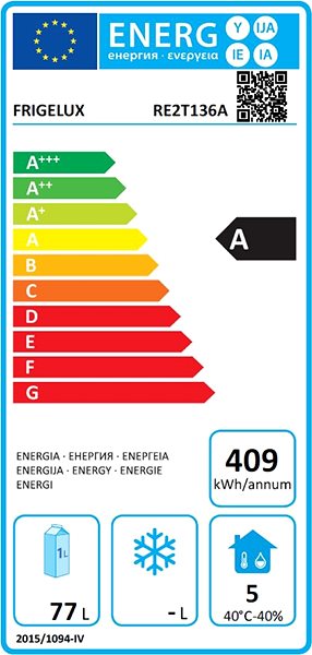 Refrigerator FRIGELUX RE2T136A outdoor Energy label