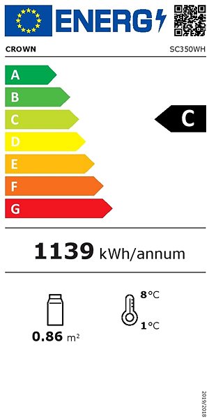 Crown SC350WH Refrigerated display cabinet Energy label