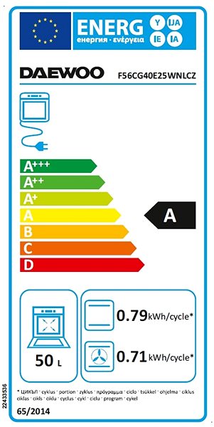 Stove DAEWOO F56CG40E25WNLCZ Energy label