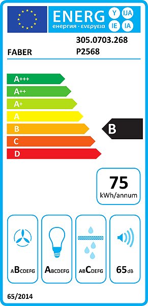Extractor Hood FABER IN-NOVA ZERO DRIP LITE X/WH A75 Energy label