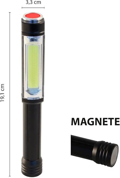 Svietidlo VELAMP IN256 pracovné LED svietidlo s magnetom Technický nákres