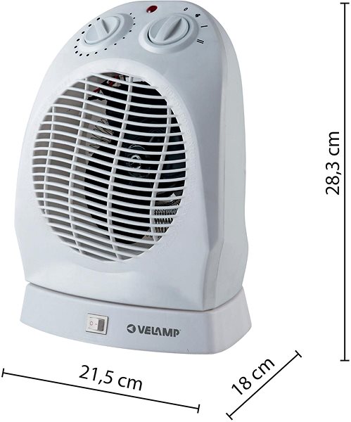 Teplovzdušný ventilátor VELAMP PR012-2 Technický nákres
