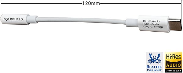 DA-Wandler Veles-X Hi-Res DAC Audio Adapter – Realtek Chip (384 kHz / 32-bit), USB-C to 3.5 mm Jack White ...