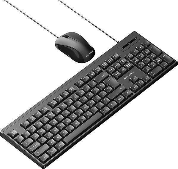 Keyboard and Mouse Set Vention USB Wired Full-Sized Silent Keyboard and Mouse Combo Black Slim Type - US ...