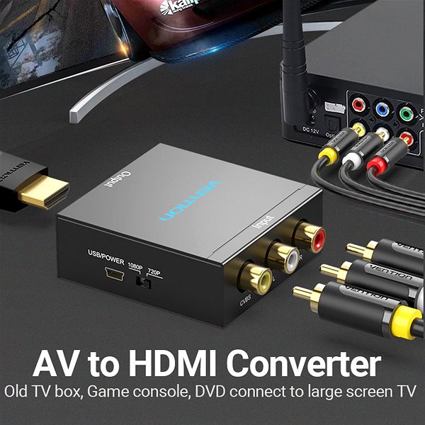 Adapter Vention RCA to HDMI Converter Black Metal Type Connectivity (ports)
