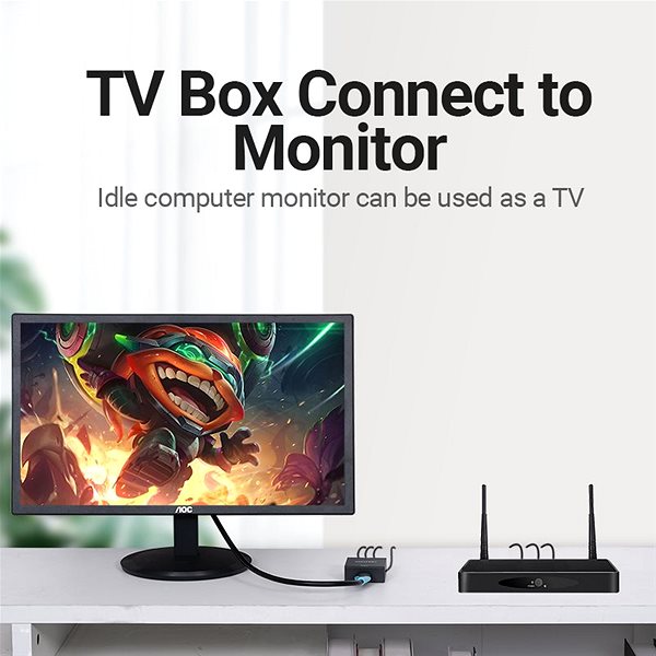 Adapter Vention RCA to HDMI Converter Black Metal Type Lifestyle