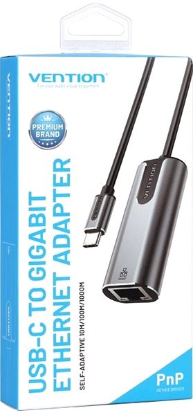 Adapter Vention Type-C (USB-C) to RJ-45 Gigabit Ethernet Adapter 0.15M Gray Aluminum Alloy Type ...