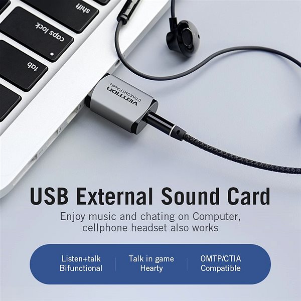 External Sound Card  Vention USB External Sound Card Grey Metal Type (OMTP-CTIA) Features/technology