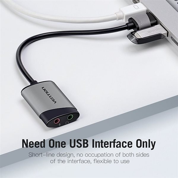External Sound Card  Vention USB External Sound Card 0. 15M Grey Metal Type (OMTP-CTIA) Features/technology