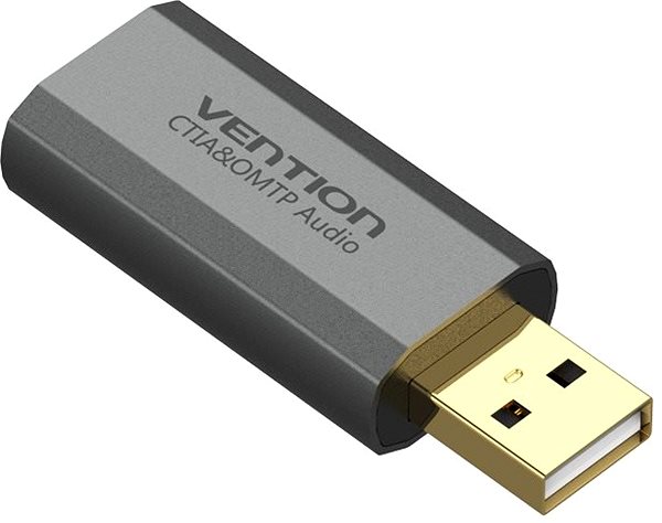 Externe Soundkarte Vention USB External Sound Card Gray Aluminium Type (OMTP-CTIA) Seitlicher Anblick