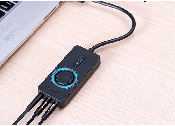 External Sound Card  Vention USB 2.0 External Stereo Sound Adapter with Volume Control 0.15M Black ABS Type Lifestyle