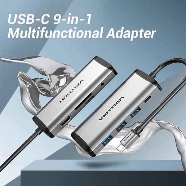 Port Replicator Vention Type-C (USB-C) to HDMI + 3x USB3.0 + TF + SD + RJ45 + 3.5mm + PD Lifestyle