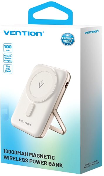 Power Bank Vention 10000mAh Magnetic Wireless Power Bank (USB-C + Wireless) 20W White ...