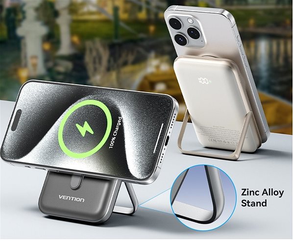 Power Bank Vention 10000mAh Magnetic Wireless Power Bank (USB-C + Wireless) 20W White ...